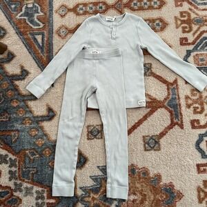 MarMar Copenhagen Ribbed Pajama Set Kids 4T Sage Green Henley Top Leggings